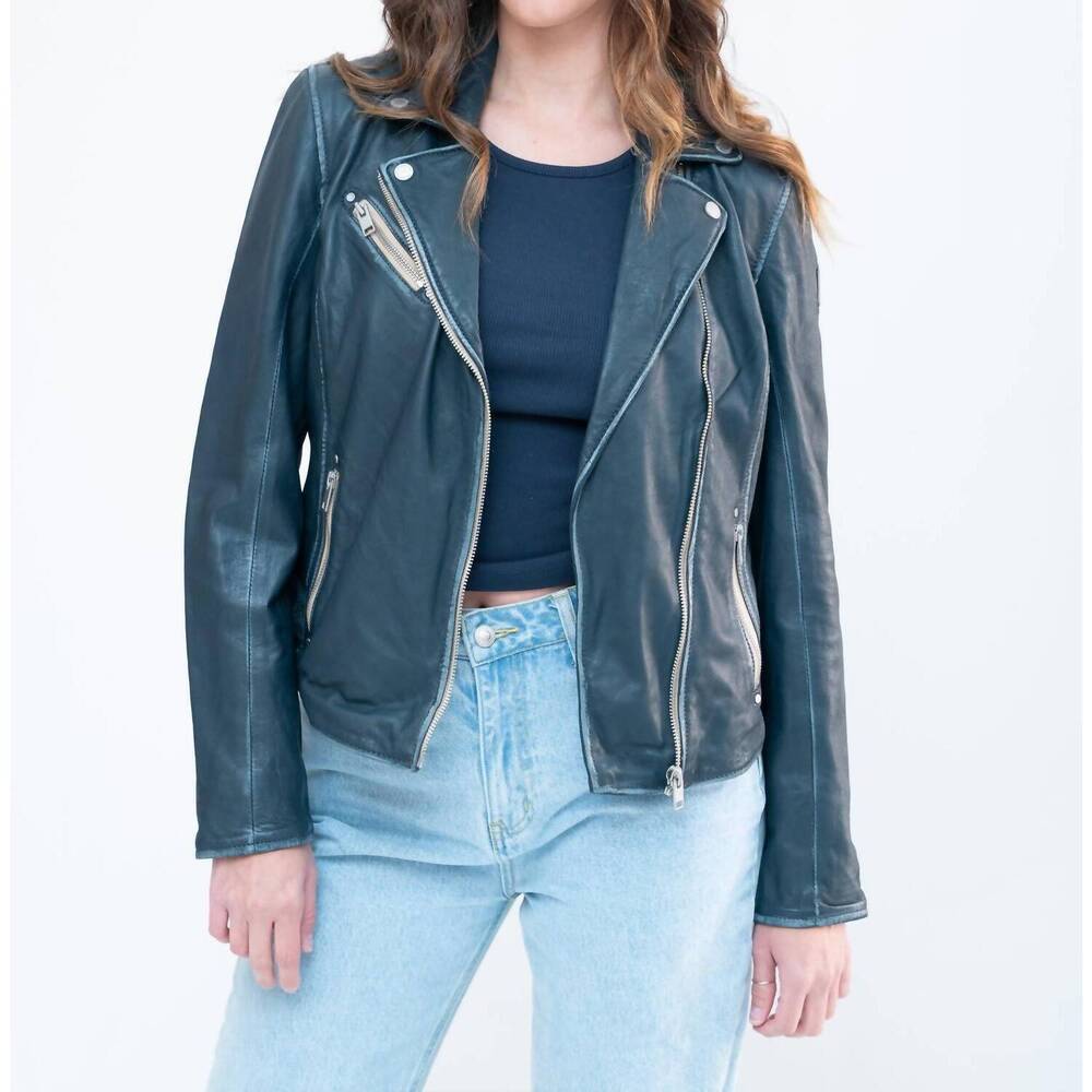 NEW MAURITIUS sofia leather jacket in denim blue